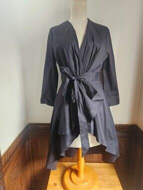 ZARA Black Cotton Asymmetric Wrap Tunic- Sz S